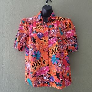 Vintage 80’s Circe Beverly Hills Abstract Pattern Blouse Size L